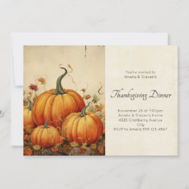 Oranje pompoenen rustieke herfstscène Thanksgiving Kaart