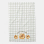 Oranje pompoenen Thanksgiving familienaam Theedoek (Verticaal)