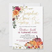 Oranje pompoenen van het Kind van Birthday Invite Kaart (Voorkant)