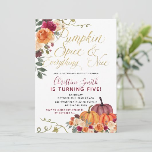 Oranje pompoenen van het Kind van Birthday Invite Kaart (Staand voorkant)