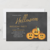 Oranje pompoenen Verjaardag Halloween Party Kaart (Voorkant)