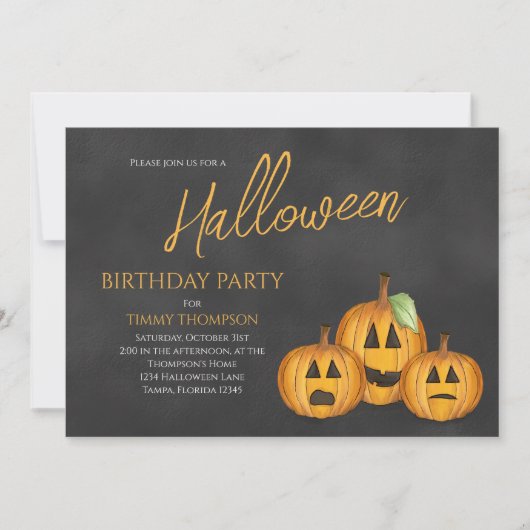 Oranje pompoenen Verjaardag Halloween Party Kaart (Voorkant)