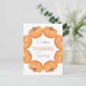 Oranje pompoenen waterverf Happy Thanksgiving Briefkaart (Staand voorkant)