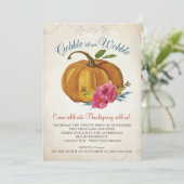  Oranje pompoenfamilie Thanksgiving Kaart (Staand voorkant)