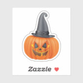 Oranje pompoengezicht met spitse pet vinyl sticker (Vel)