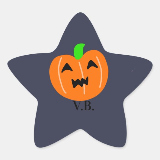 Oranje pompoengriezelige ogen halloween add name ster sticker (Voorkant)
