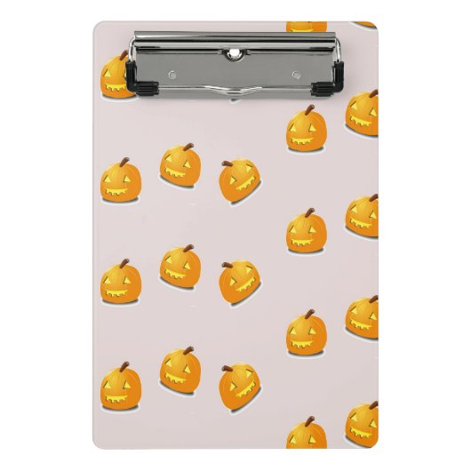 Oranje pompoenkoppatroon mini klembord (Voorkant)