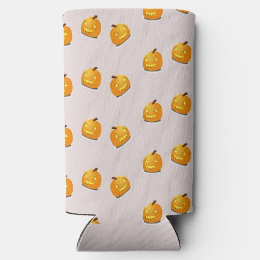 Oranje pompoenkoppatroon seltzer blikjeskoeler (Achterkant)