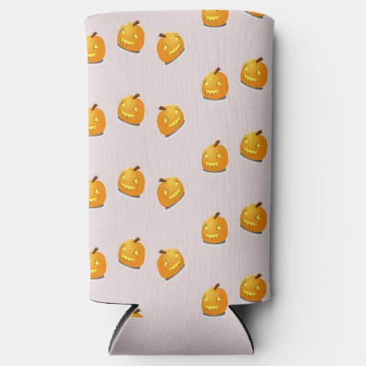 Oranje pompoenkoppatroon seltzer blikjeskoeler (Voorkant)