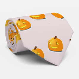 Oranje pompoenkoppatroon stropdas