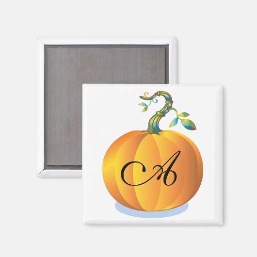 Oranje pompoenmonogram letter A Magneet (Voorkant / Achterkant)
