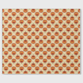 Oranje pompoennajaarspatroon cadeaupapier (Vlak)