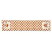 Oranje pompoennajaarspatroon korte tafelloper (Horizontaal)
