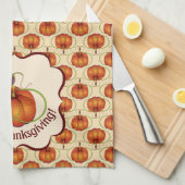 Oranje pompoennajaarspatroon theedoek (Quarter Fold)