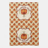 Oranje pompoennajaarspatroon theedoek (Verticaal)