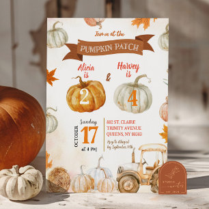 Oranje pompoenpatchtrekker gezamenlijke verjaardag kaart