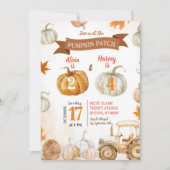 Oranje pompoenpatchtrekker gezamenlijke verjaardag kaart (Voorkant)