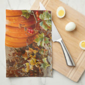 Oranje pompoenschilderij Theedoek (Quarter Fold)