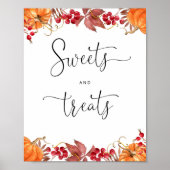 Oranje pompoensnoepjes en behandelde baby shower poster (Voorkant)