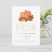 Oranje pompoenval bladeren 1e verjaardag kaart (Staand voorkant)