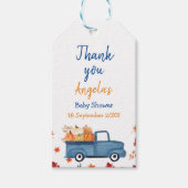 Oranje pompoenwagen Dank u Label. CadeauLabels (Voorkant)