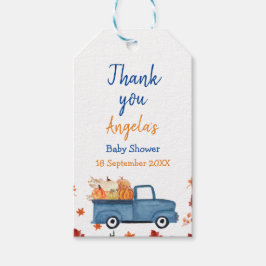 Oranje pompoenwagen Dank u Label. CadeauLabels