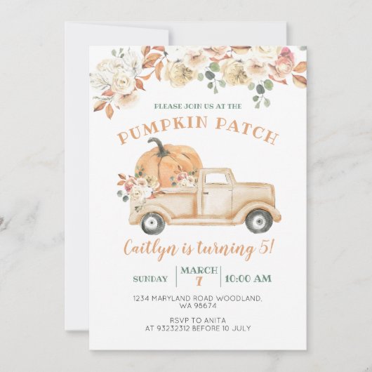 Oranje pompoenwagen - Patch 5e verjaardag Kaart (Voorkant)