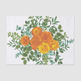 Oranje pony's en Roos Floral Wedding Tissuepapier