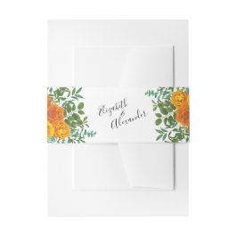 Oranje pony's en Roos Floral Wedding Uitnodigingen Wikkel