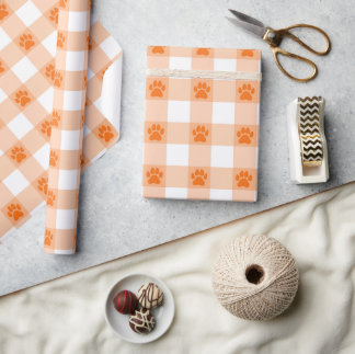 Oranje Poot Print Pattern – Schattigee Pet Lover D Cadeaupapier
