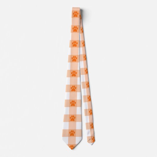Oranje Poot Print Pattern – Schattigee Pet Lover D Stropdas (Voorkant)