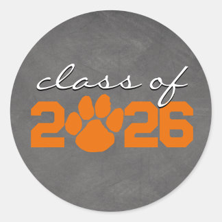 Oranje Pootafdruk Licht Schoolbord Afstuderen Ronde Sticker