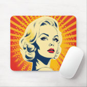 Oranje Pop Art Blonde Muismat (Met muis)