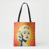Oranje Pop Art Blonde Tote Bag (Voorkant)