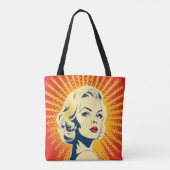 Oranje Pop Art Blonde Tote Bag (Achterkant)