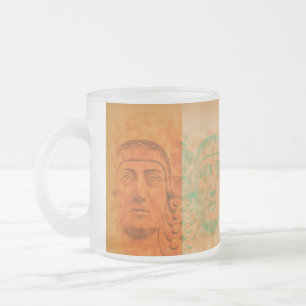 Oranje Pop Art Deco Stone Head Frosted Glass Mok