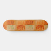 Oranje Pop Art Deco Stone Head skateboard Decaan (Horizontaal)