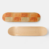 Oranje Pop Art Deco Stone Head skateboard Decaan (Horizontaal)