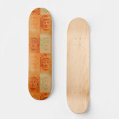Oranje Pop Art Deco Stone Head skateboard Decaan (Voorkant)