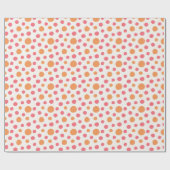 Oranje Pop en Hot Pink Polka Dots Patroon Gift Cadeaupapier (Vlak)