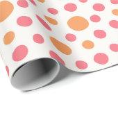 Oranje Pop en Hot Pink Polka Dots Patroon Gift Cadeaupapier (Rol Hoek)