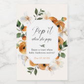 Oranje Pop het als ze Poppen Baby shower Wijn Etiket (Enkel label)
