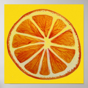 Oranje pop van citrusvruchten waterverf kunst poster