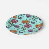 Oranje Poppie Poppies Floral Aqua Papieren Bordje (Gekanteld)