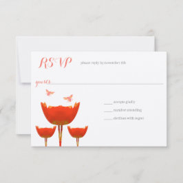 Oranje Poppies & Bumble Bees Bruiloft Kaart