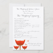 Oranje Poppies & Bumble Bees Trouwprogramma Kaart (Voorkant)