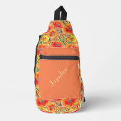Oranje Poppies Gele en Groene Achtergrond Sling Bag (Voorkant)