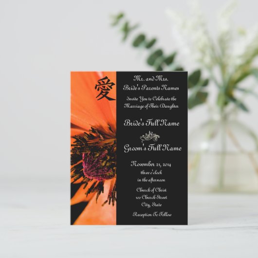 Oranje Poppies Huwelijksuitnodigingen en gunsten Uitnodiging Briefkaart (Staand voorkant)