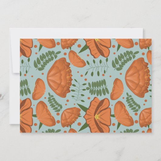 Oranje Poppy Baby shower op afstand Kaart (Achterkant)