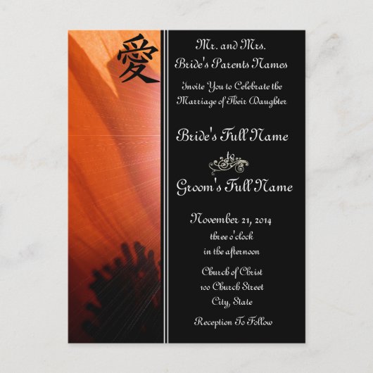 Oranje Poppy bruiloft uitnodigingen en gunsten (Voorkant)